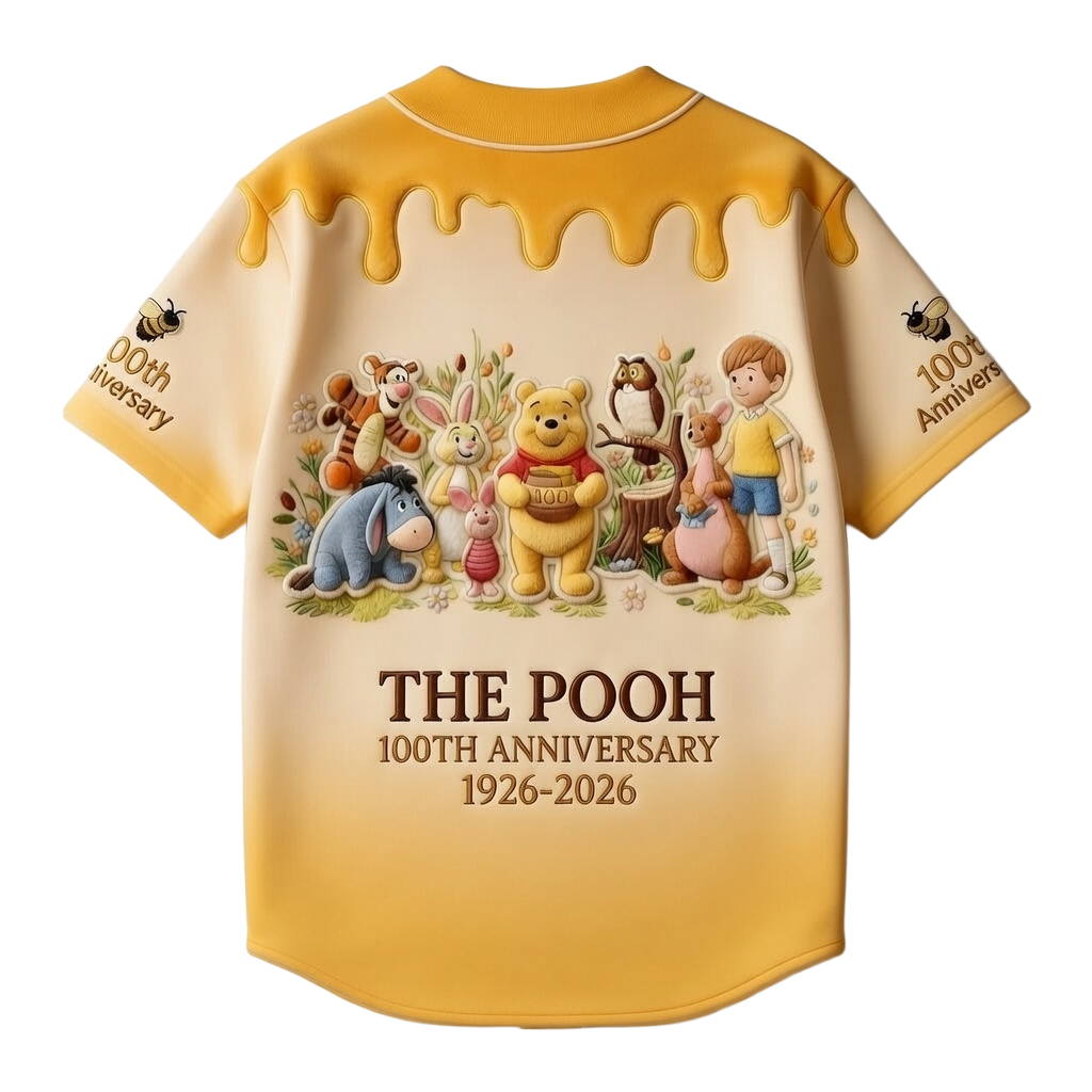 Personalized Pooh Bear Baseball Jersey Custom Name Gift for Kids & Adults Baseball Jersey GradoCreations