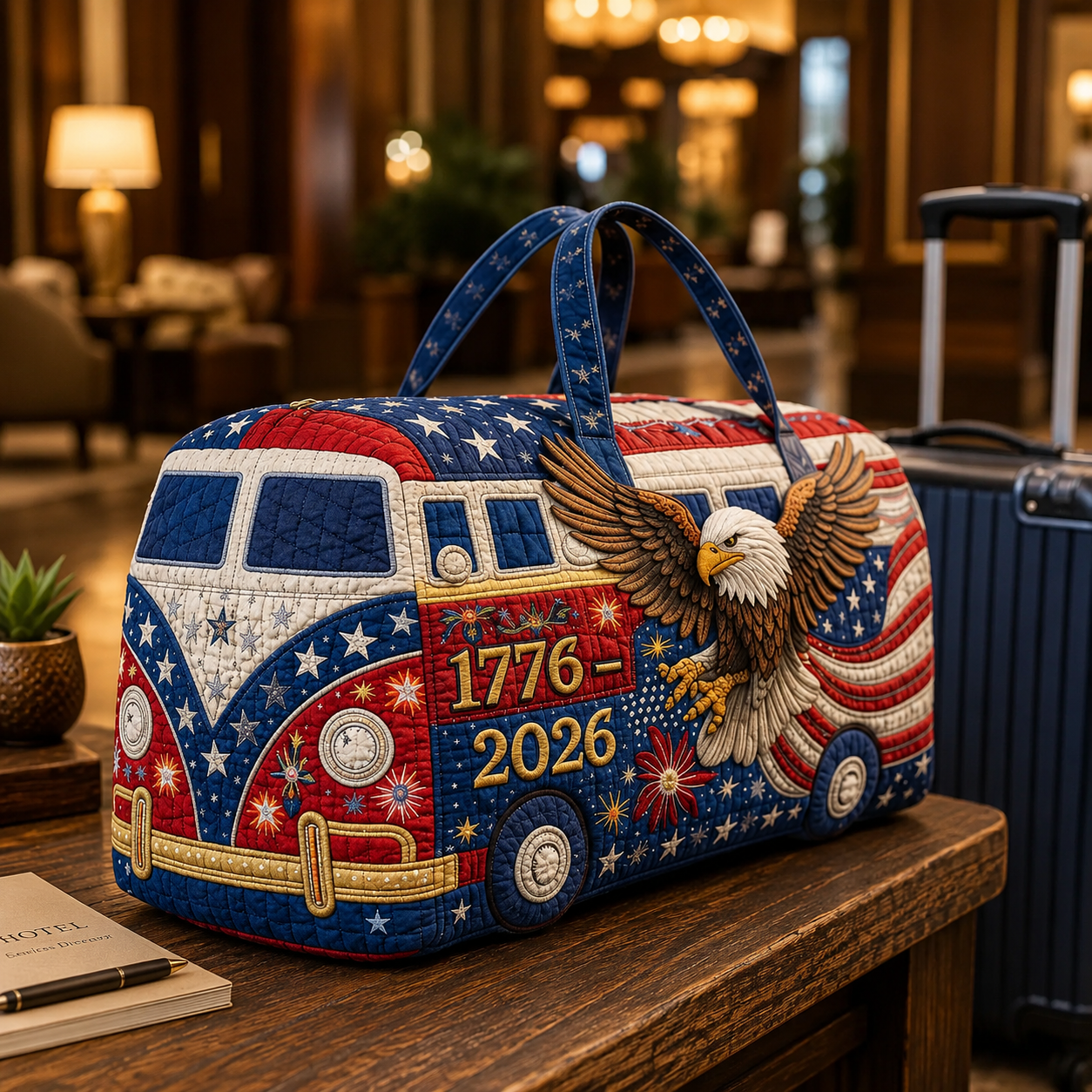 Patriotic Quilted Duffle Bag 250 Years of Freedom Gift