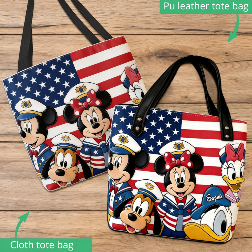 Personalized Magic Mouse Tote Bag with American Flag Design - Movie Fan Gift