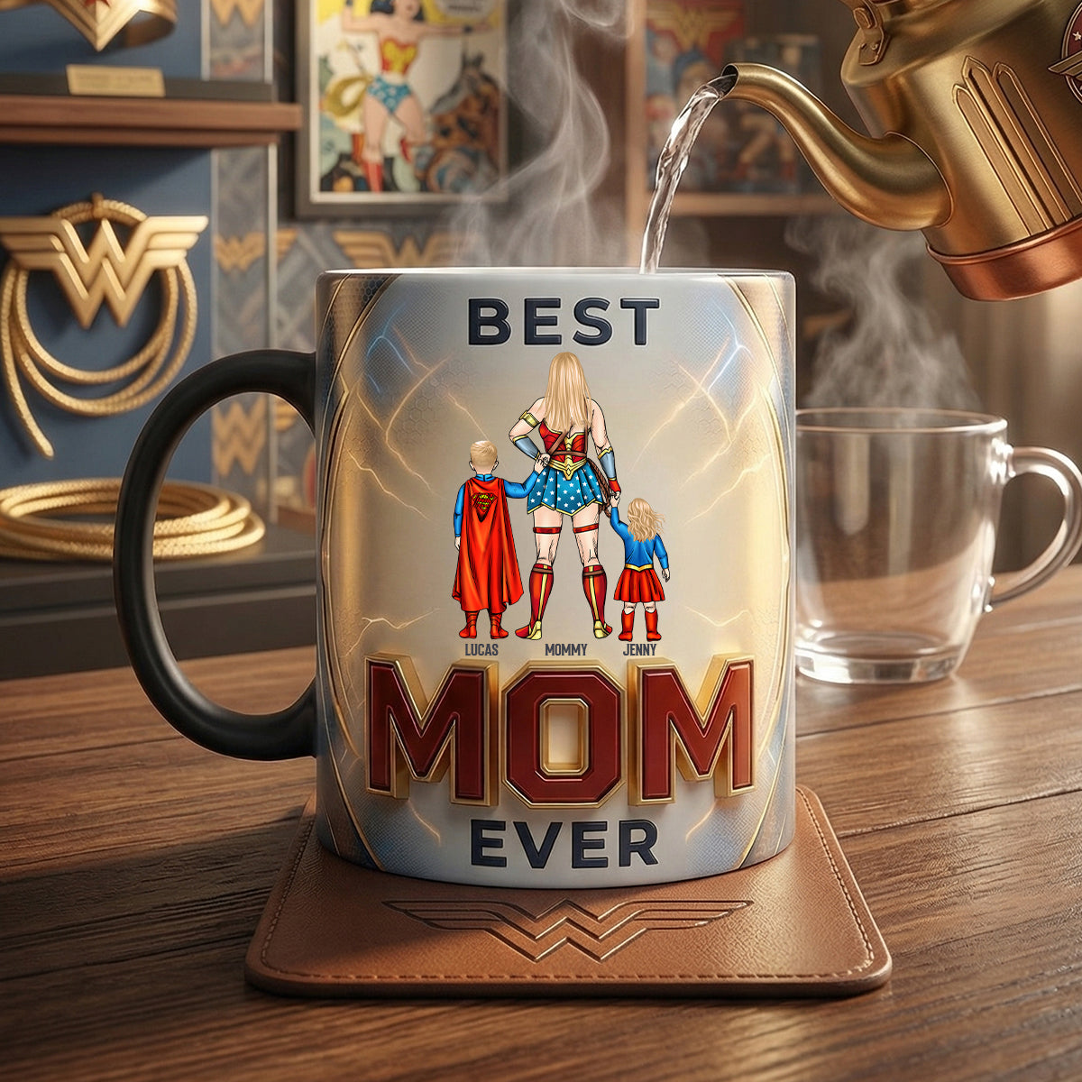 Personalized Best Mom Ever Accent Mug Custom Names Gift Mug GradoCreations