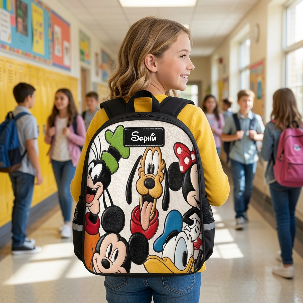 Personalized Cartoon School Backpack Set with Lunch Bag & Water Bottle for Kids