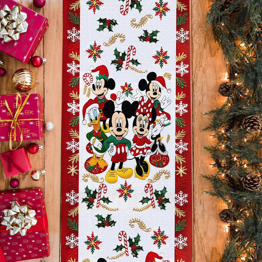 Personalized Christmas Table Runner with Mickey Mouse Family Design - Unique Holiday Gift for Family Quilt Table Runner GradoCreations