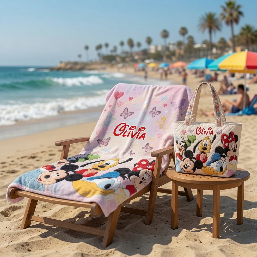Personalized Disney Beach Towel with Friends for Kids | Summer Gift Beach Towel GradoCreations