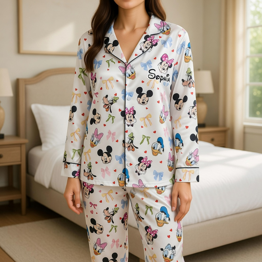 Personalized Pajama Set for Her with Magic Mouse Design | Gift for Movie Fans
