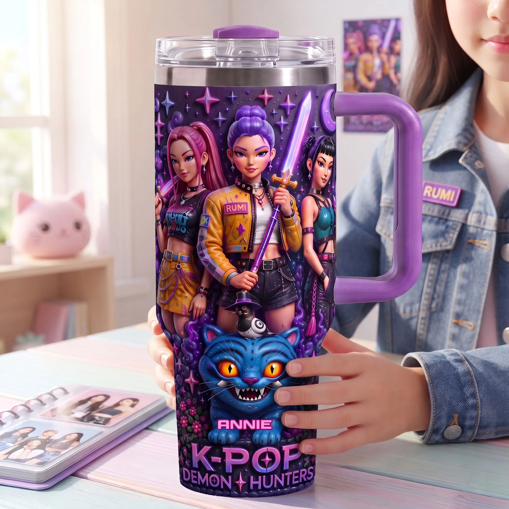 Personalized K-Pop Themed Tumbler Gift for Daughter - 40oz Drinkware Tumbler GradoCreations