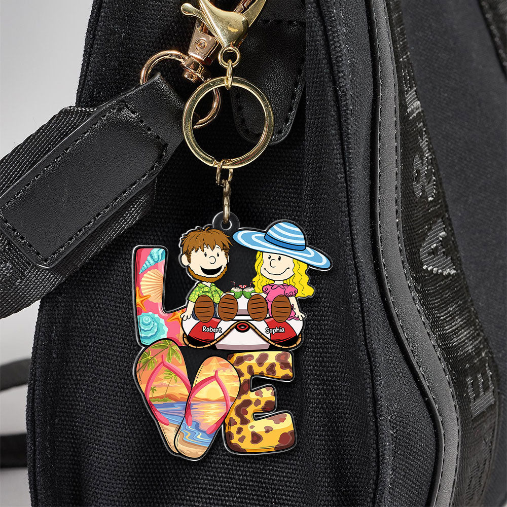 Personalized Acrylic Keychain Love Beach Gift for Couples