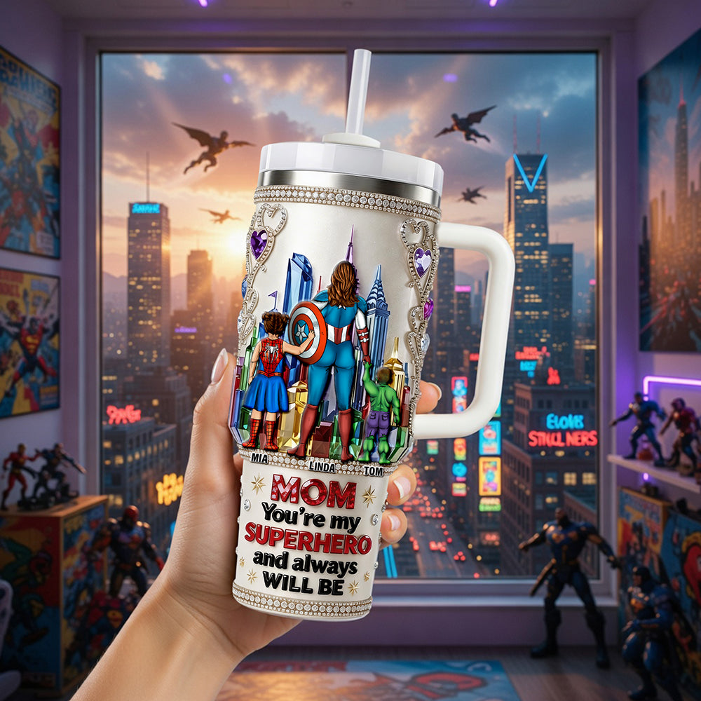 Personalized Mom Tumbler Superhero Gift | Custom Insulated Drinkware