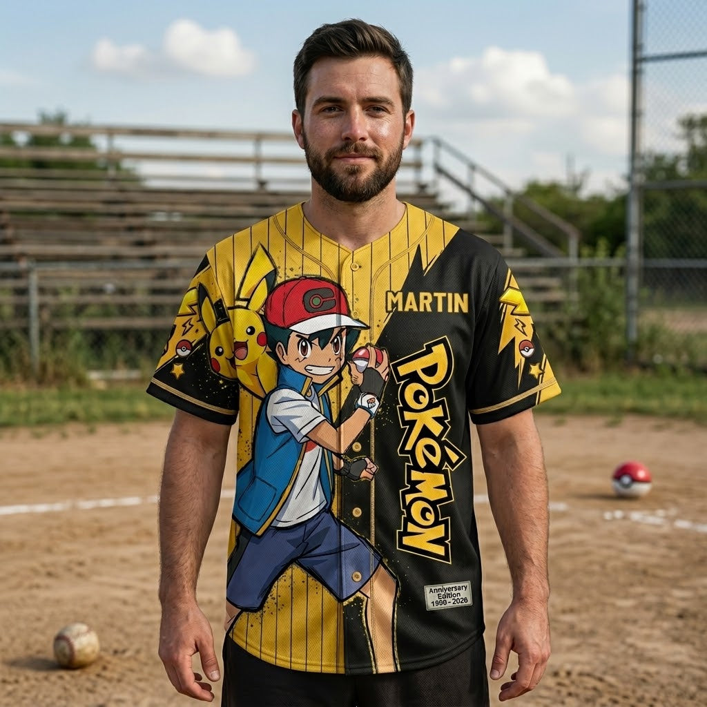 Personalized Pokémon Baseball Jersey Custom Name Gift for Fans