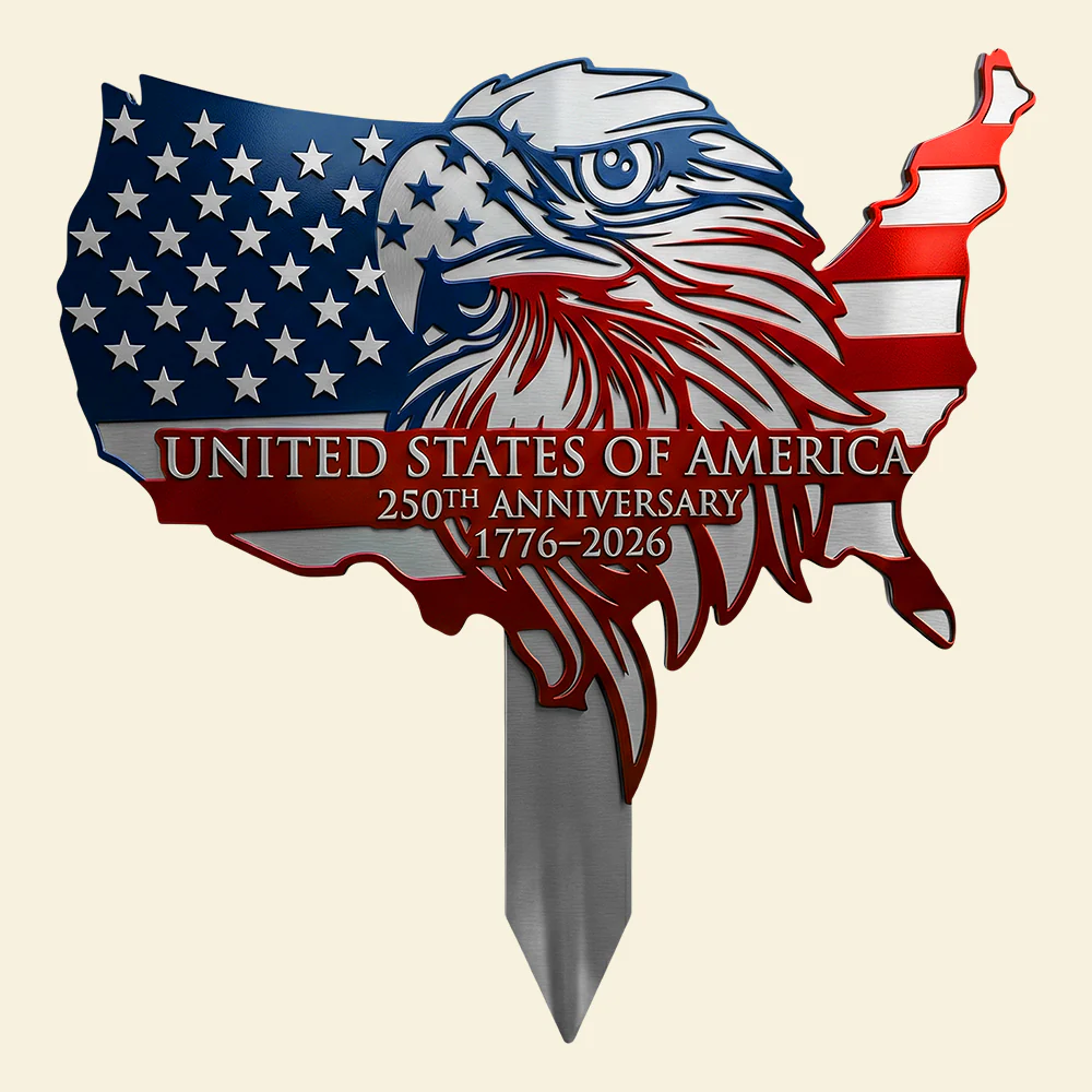 Personalized Eagle Metal Garden Stake Custom Family Name Patriotic Gift