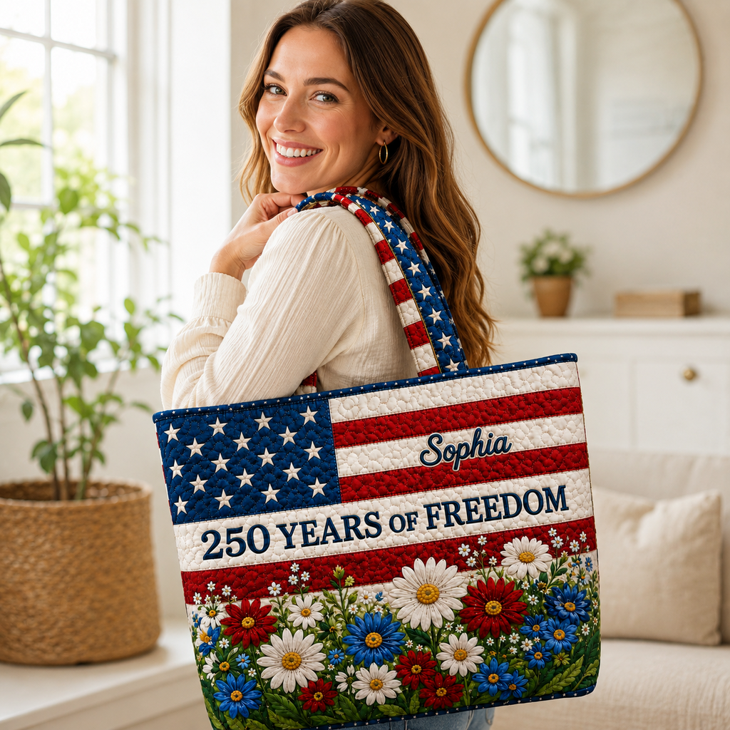 Personalized Quilted Tote Bag 250 Years of Freedom Gift for Her