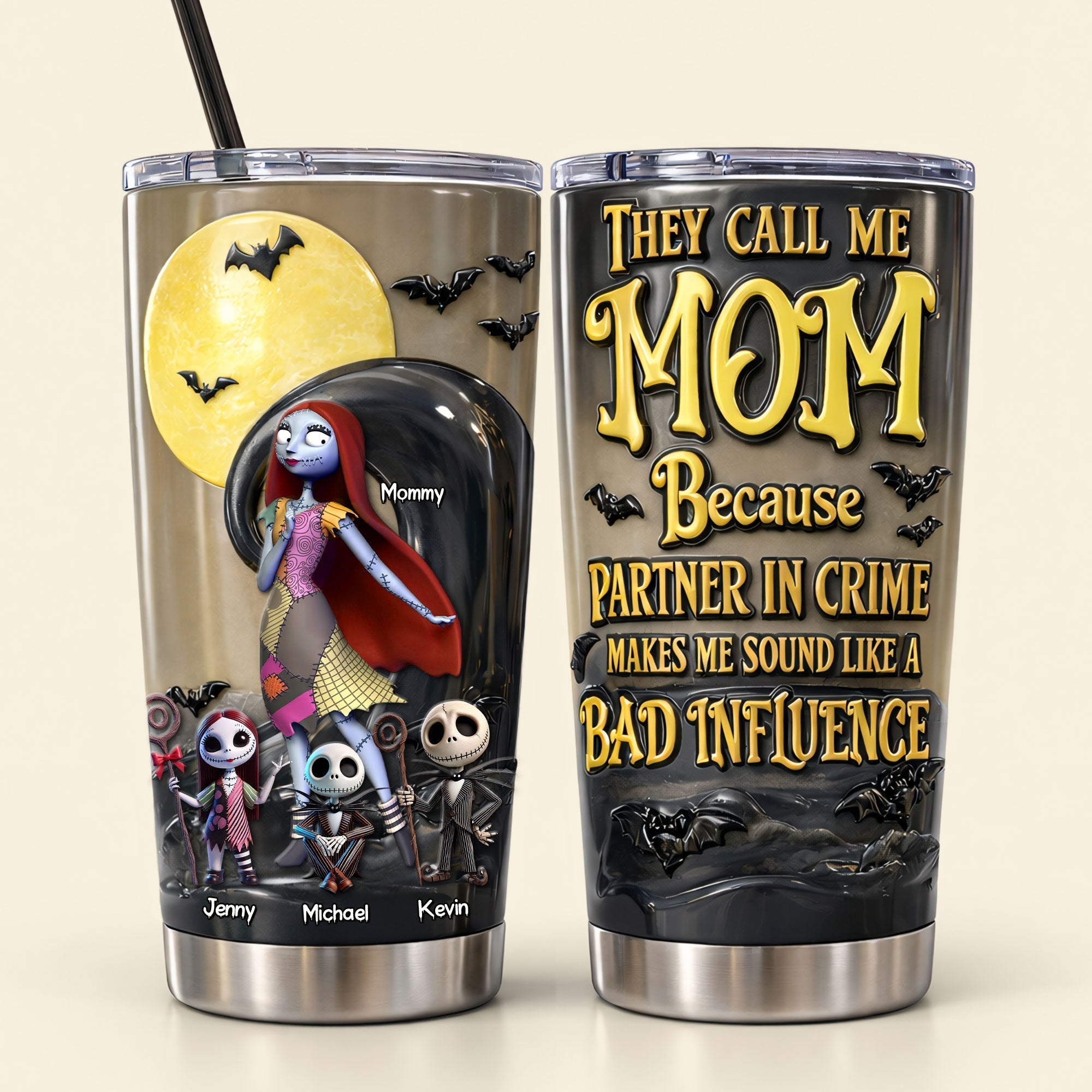 Personalized Halloween Themed Tumbler Custom Name Gift for Mom Tumbler GradoCreations