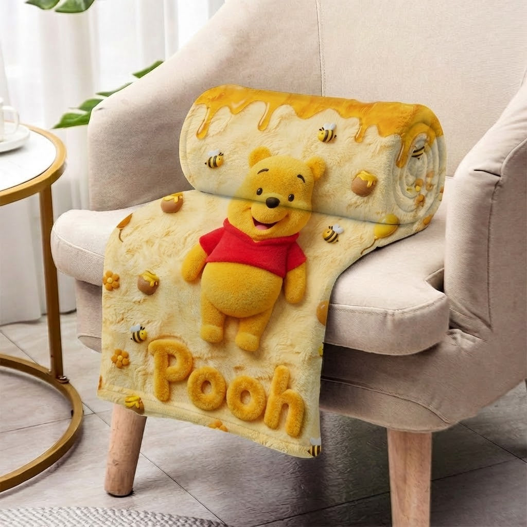 Personalized Honey Bear Blanket Custom Name Gift for Fans