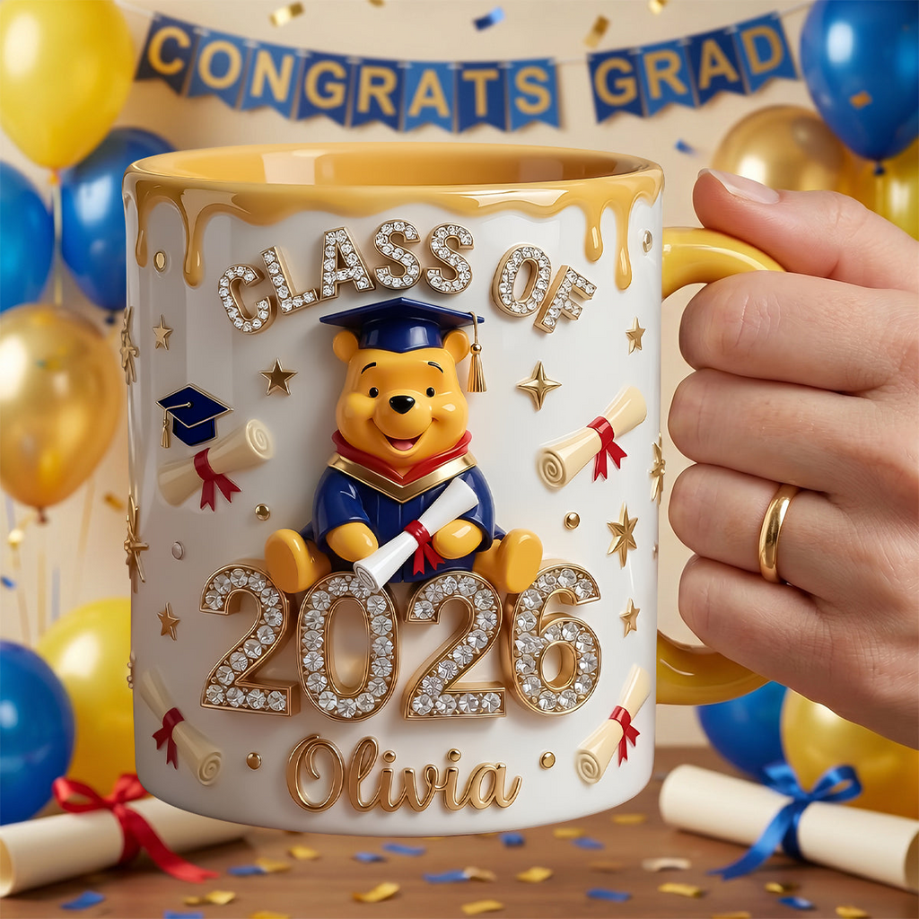 Personalized Graduation Mug with Honey Bear Design for Class of 2026 Gift