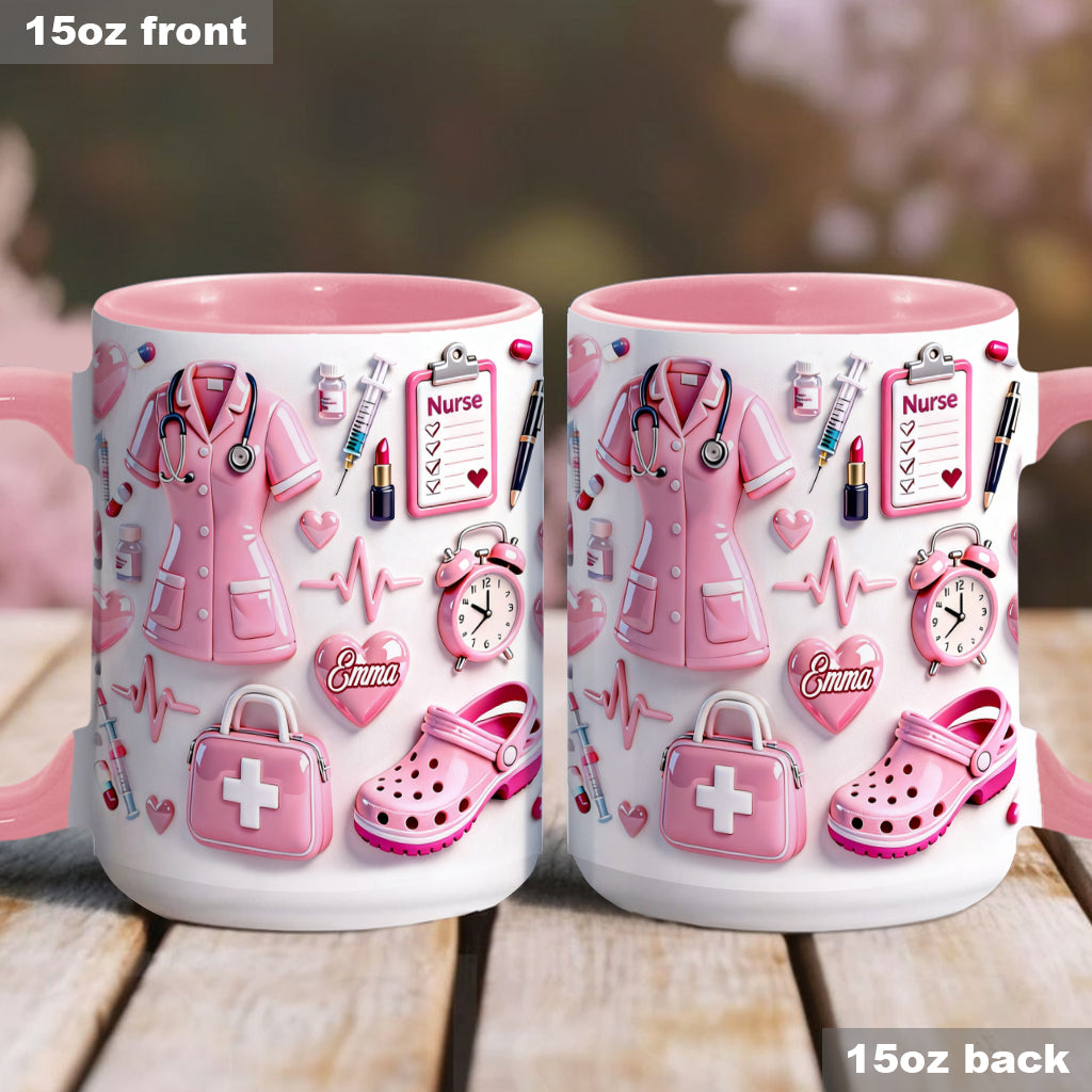Personalized Nurse Life Mug with Cute Pink Design Gift for Nurse
