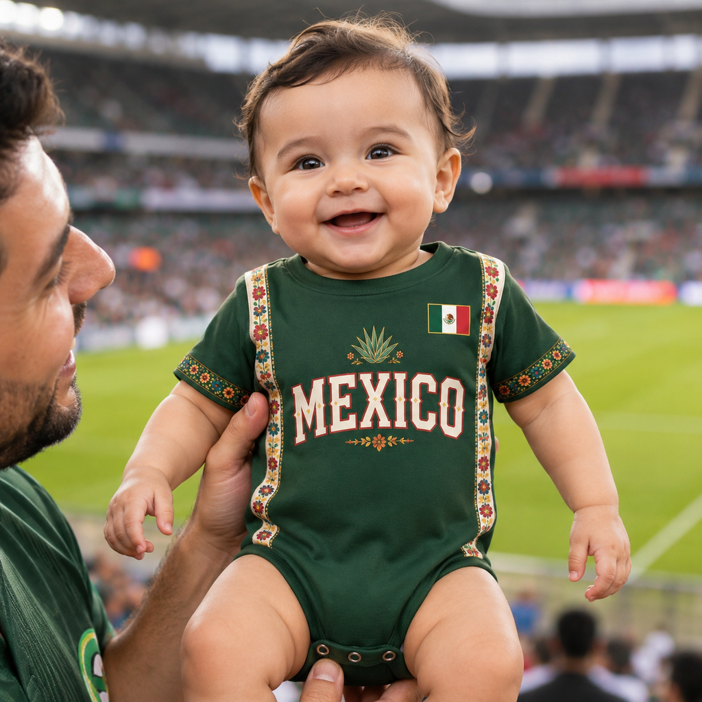 Personalized Mexico Soccer Baby Jersey Bodysuit Gift for New Parents