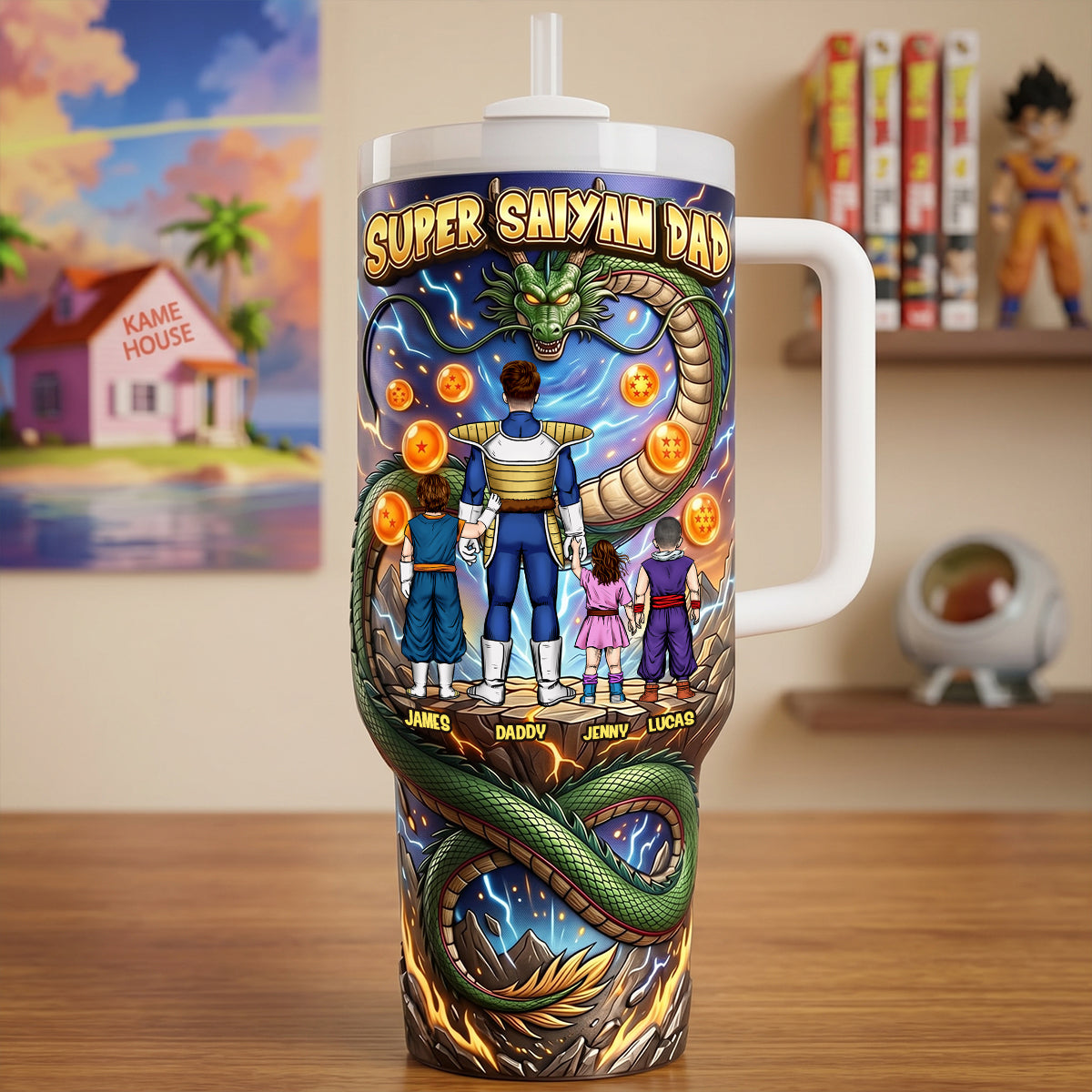 Personalized Super Saiyan Dad Tumbler for Anime Lovers
