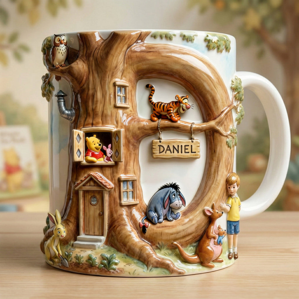 Personalized Cartoon Tree Mug with Custom Names Gift for Kids