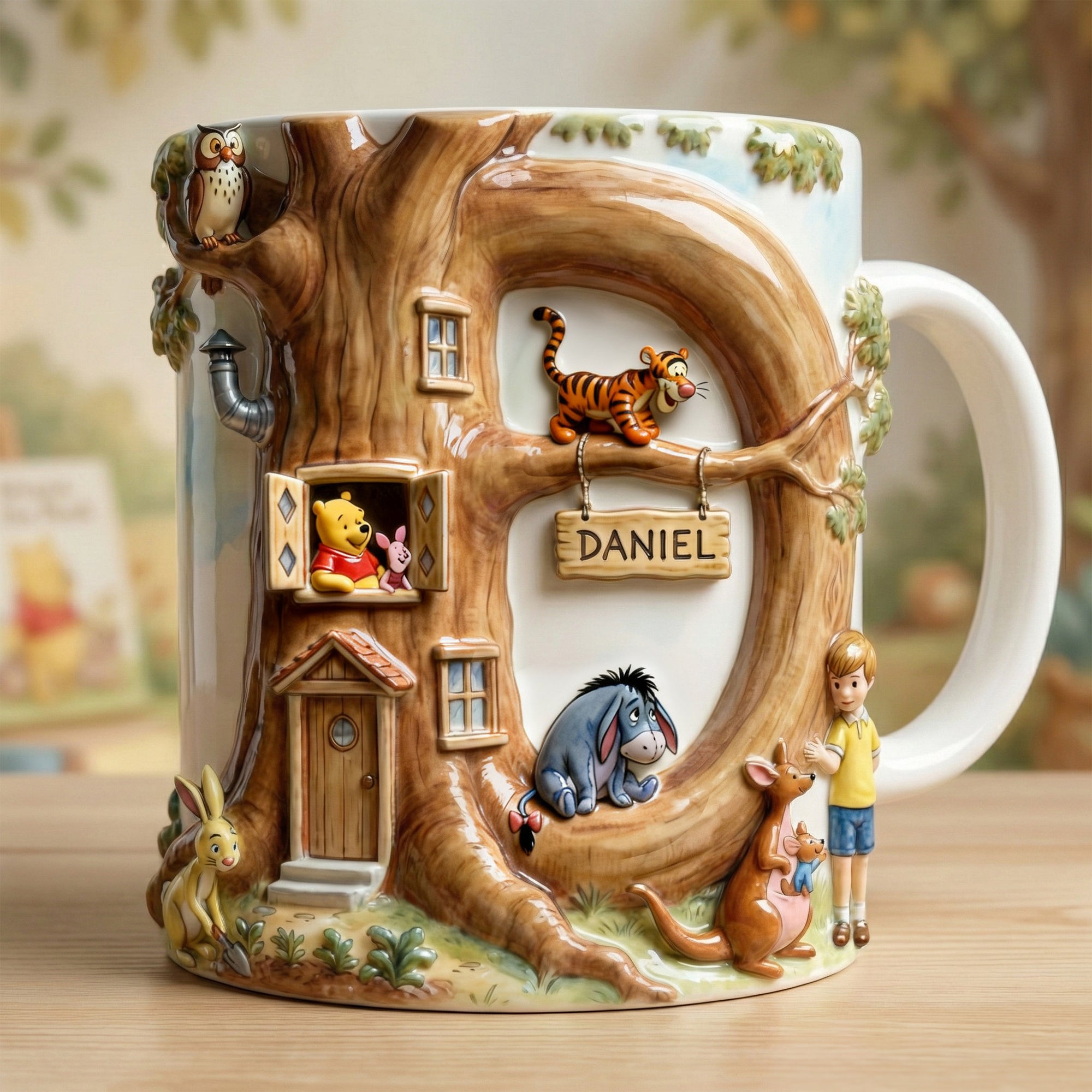 Personalized Cartoon Tree Mug with Custom Names Gift for Kids
