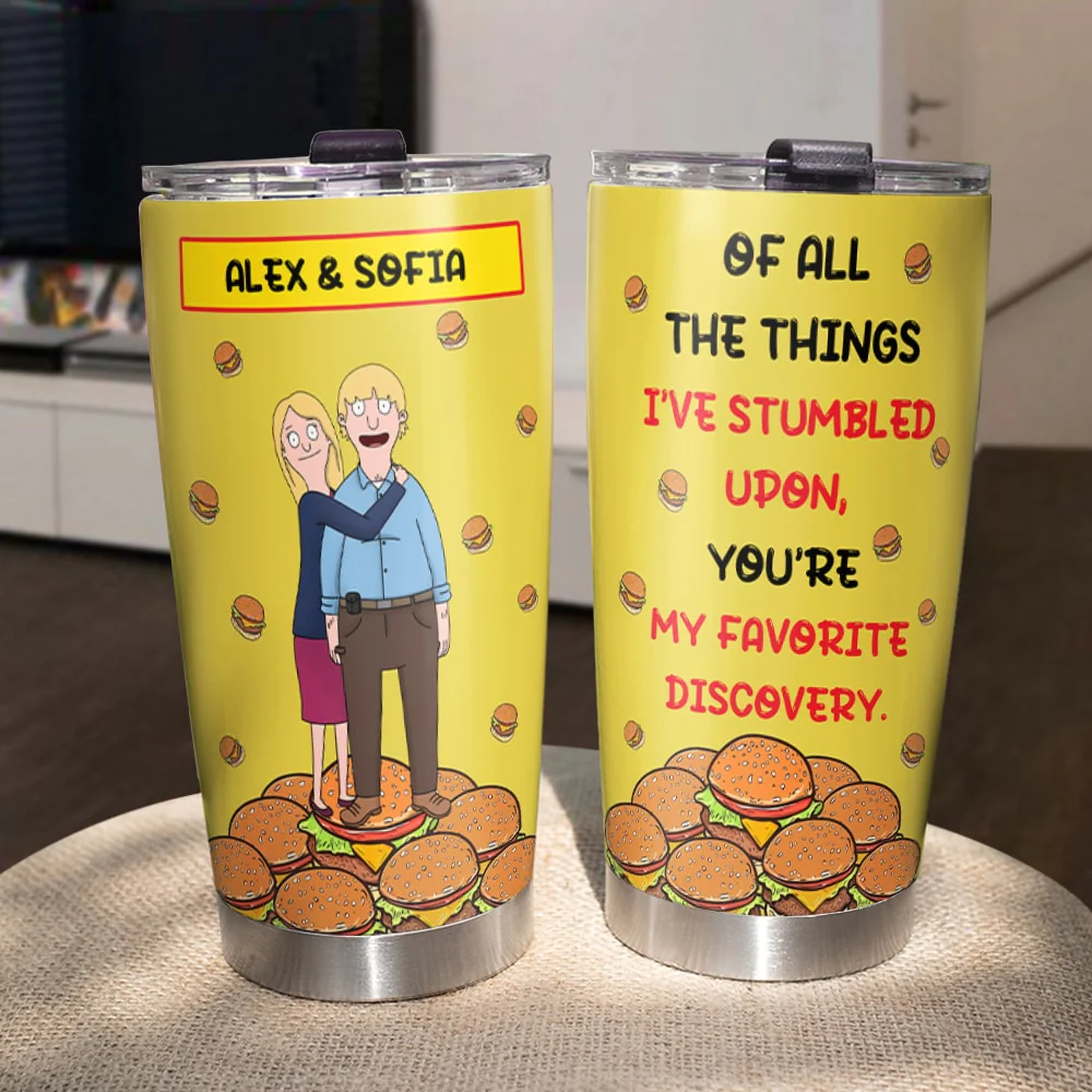 Personalized Burger Couple Tumbler Custom Name Gift for Couple Anniversary