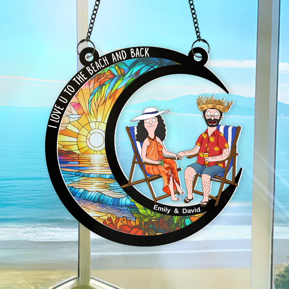 Personalized Burger Couple Suncatcher Ornament Gift for Couple, Anniversary