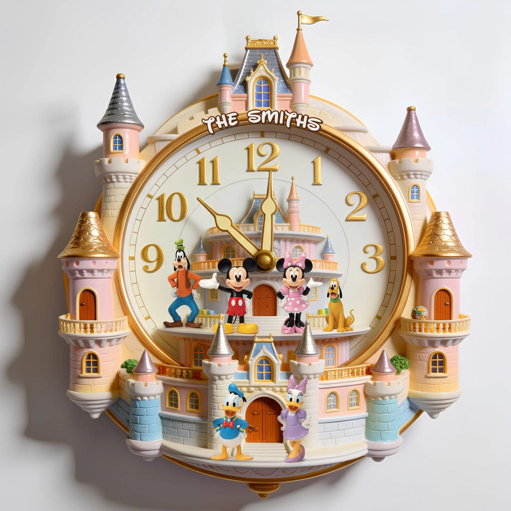 Personalized Wall Clock with Disney Characters for Family Gift Wall Hanging Clock GradoCreations