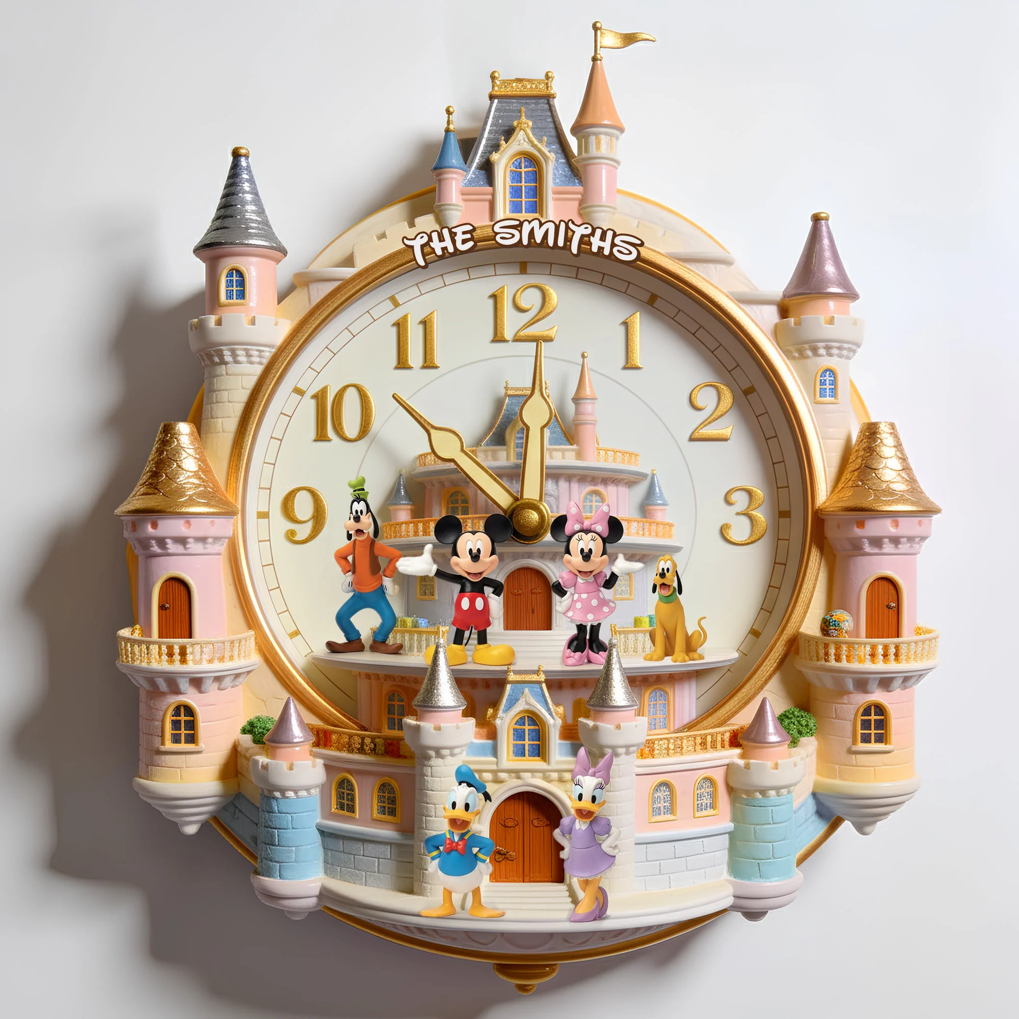 Personalized Wall Clock with Disney Characters for Family Gift Wall Hanging Clock GradoCreations