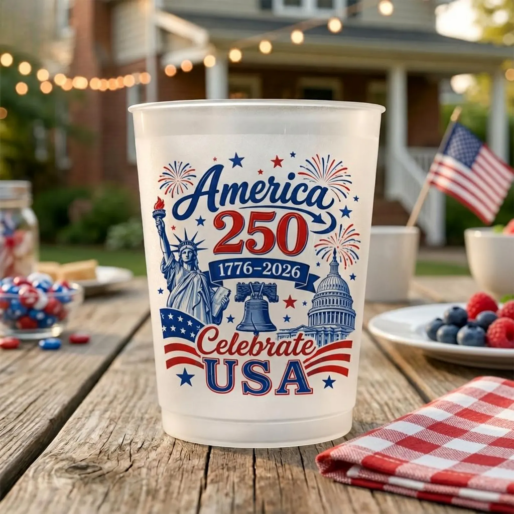 Frosted Patriot Cups Celebrate America's 250th Anniversary Gift for Family