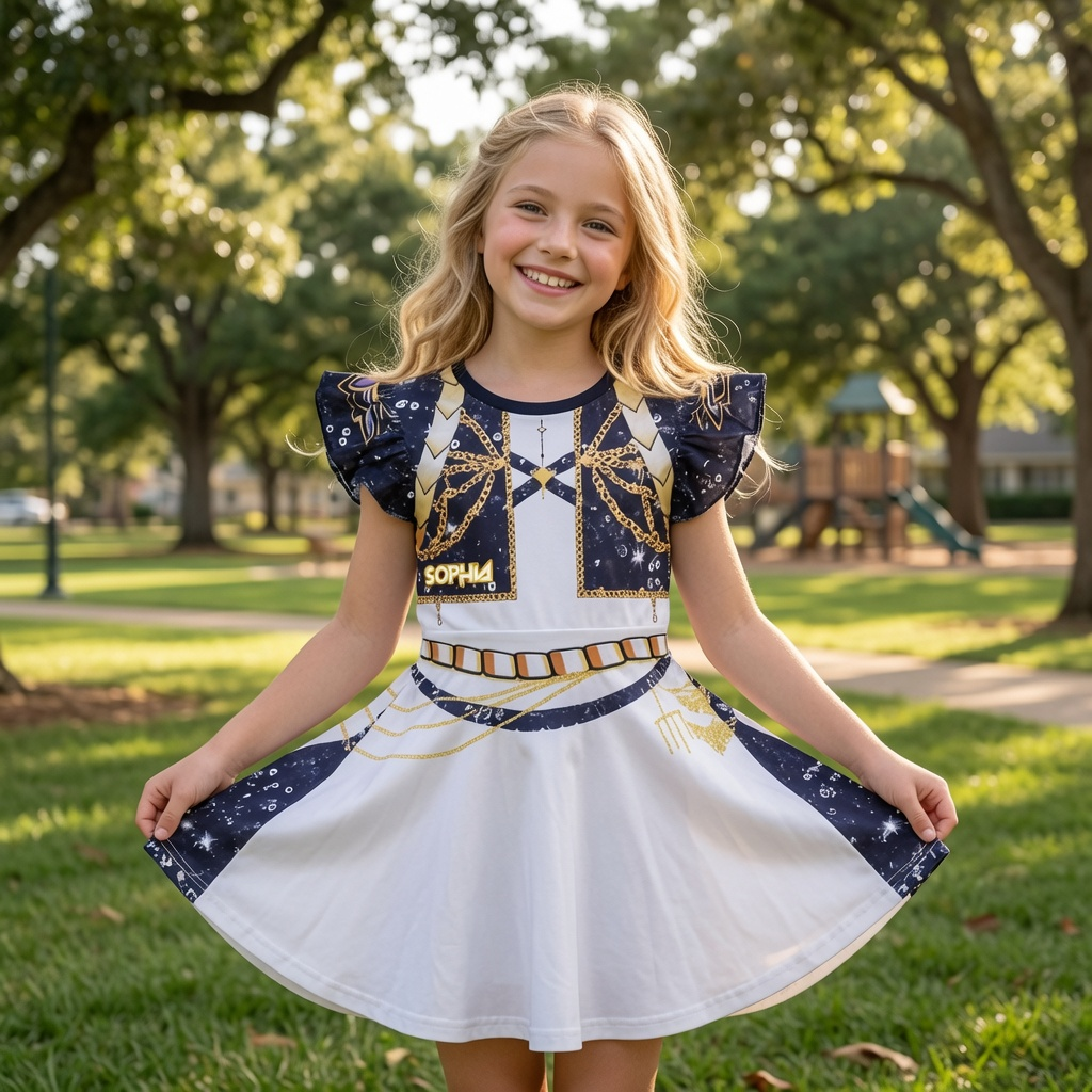 Personalized Fantasy Girl Kid Dress Custom Name Gift for Daughter Kid Dress GradoCreations
