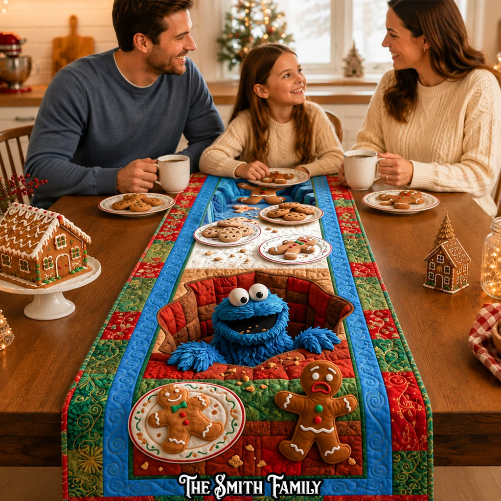 Personalized Christmas Quilt Table Runner Custom Name Family Gift Quilt Table Runner GradoCreations