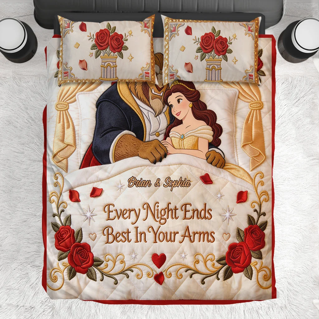 Personalized Quilted Bedding Set Custom Name Gift for Couple Quilted Bedding Set GradoCreations