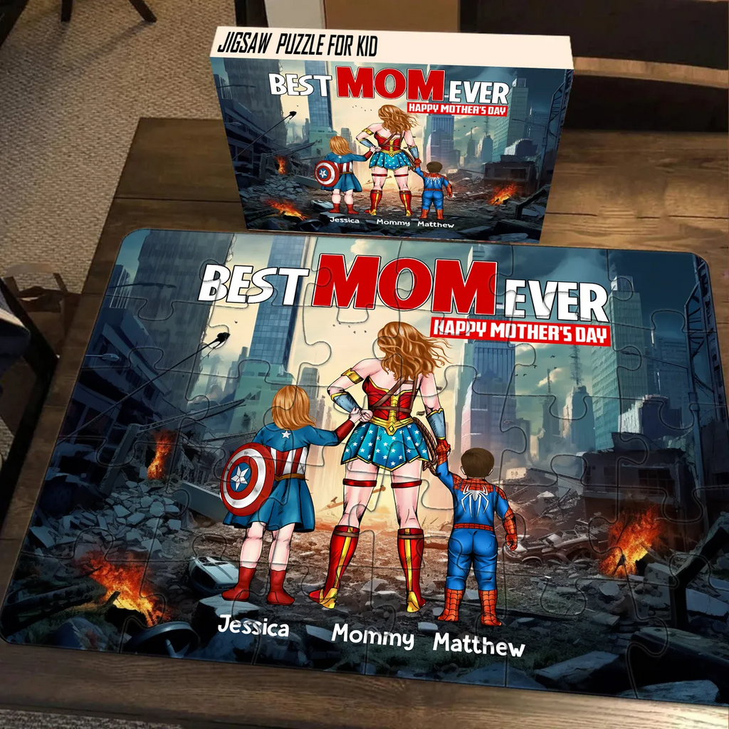 Personalized Best Mom Ever Puzzle Custom Names Gift for Mother's Day Puzzle GradoCreations