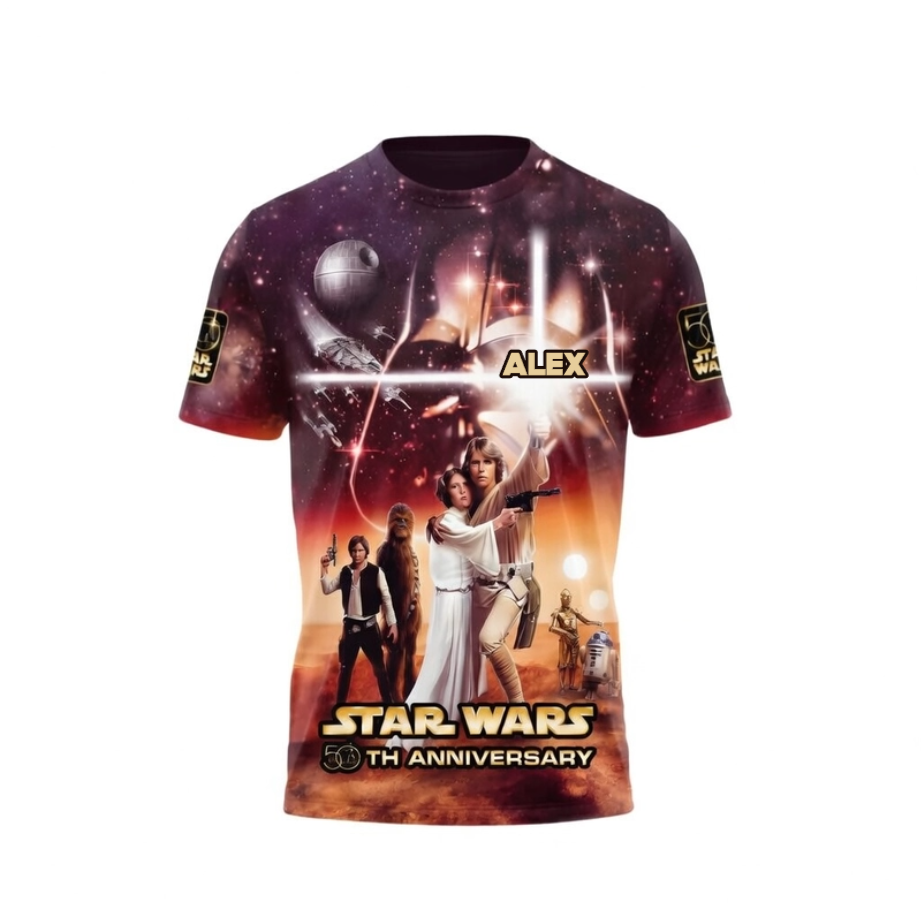 Personalized Star Wars 50th Anniversary All Over Shirt Gift for Movie Fans