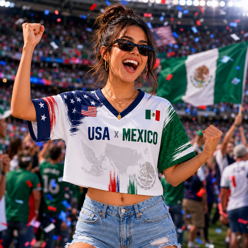 Personalized USA Mexico Soccer Crop Top Jersey Gift for Fans