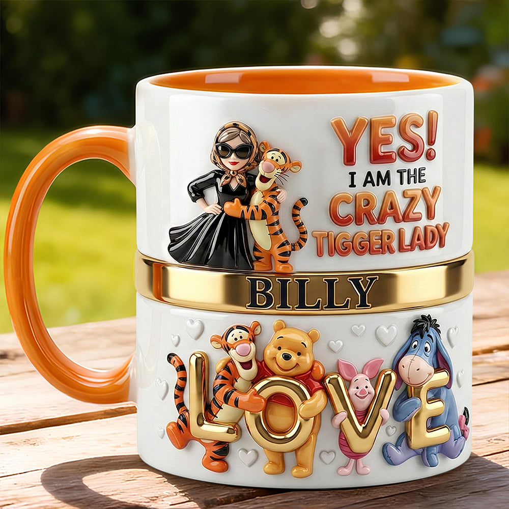 Personalized Crazy Pooh Lady Mug with Name | Unique Gift for Her