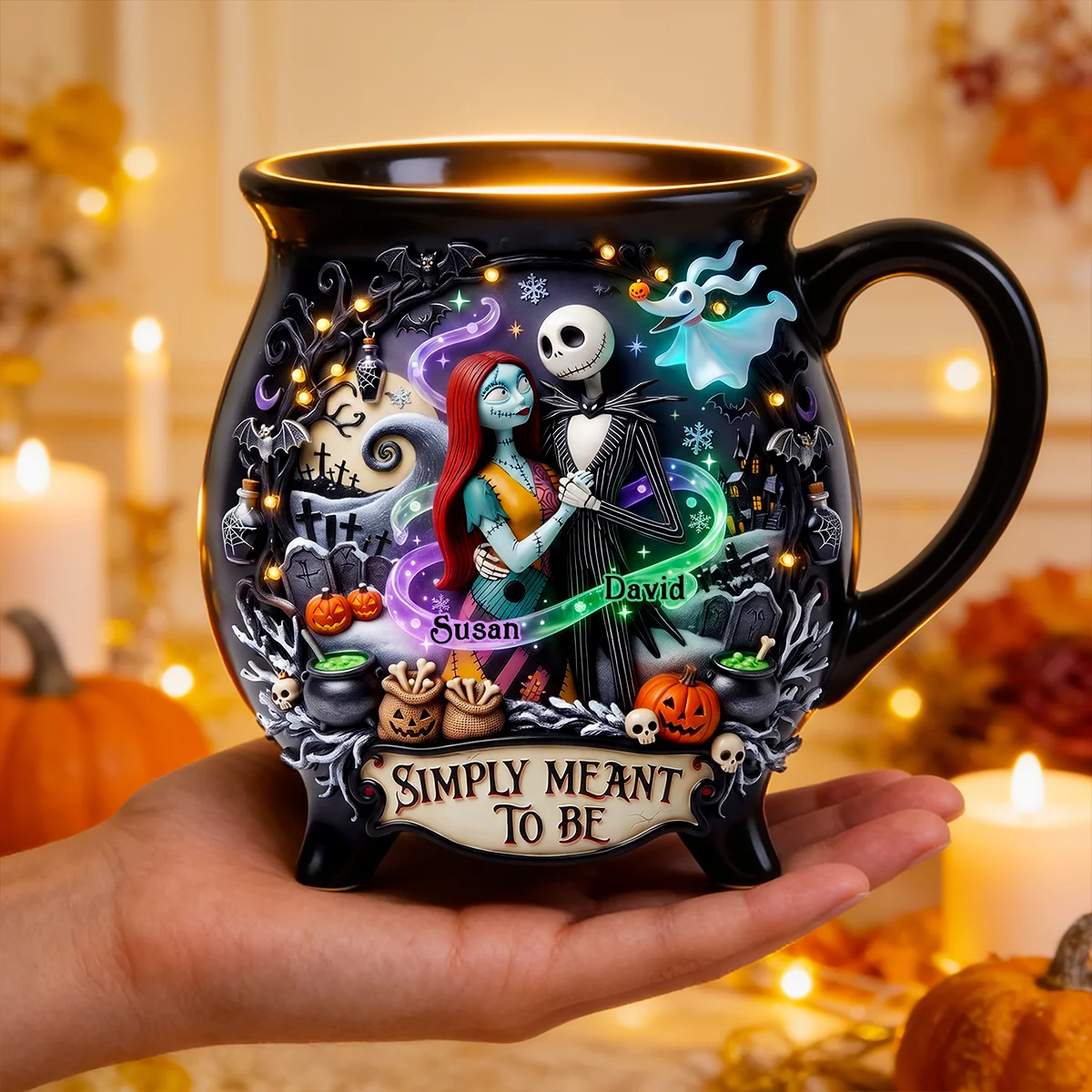 Personalized Cauldron Mug with Custom Names Halloween Gift for Couples Cauldron Coffee Mug GradoCreations