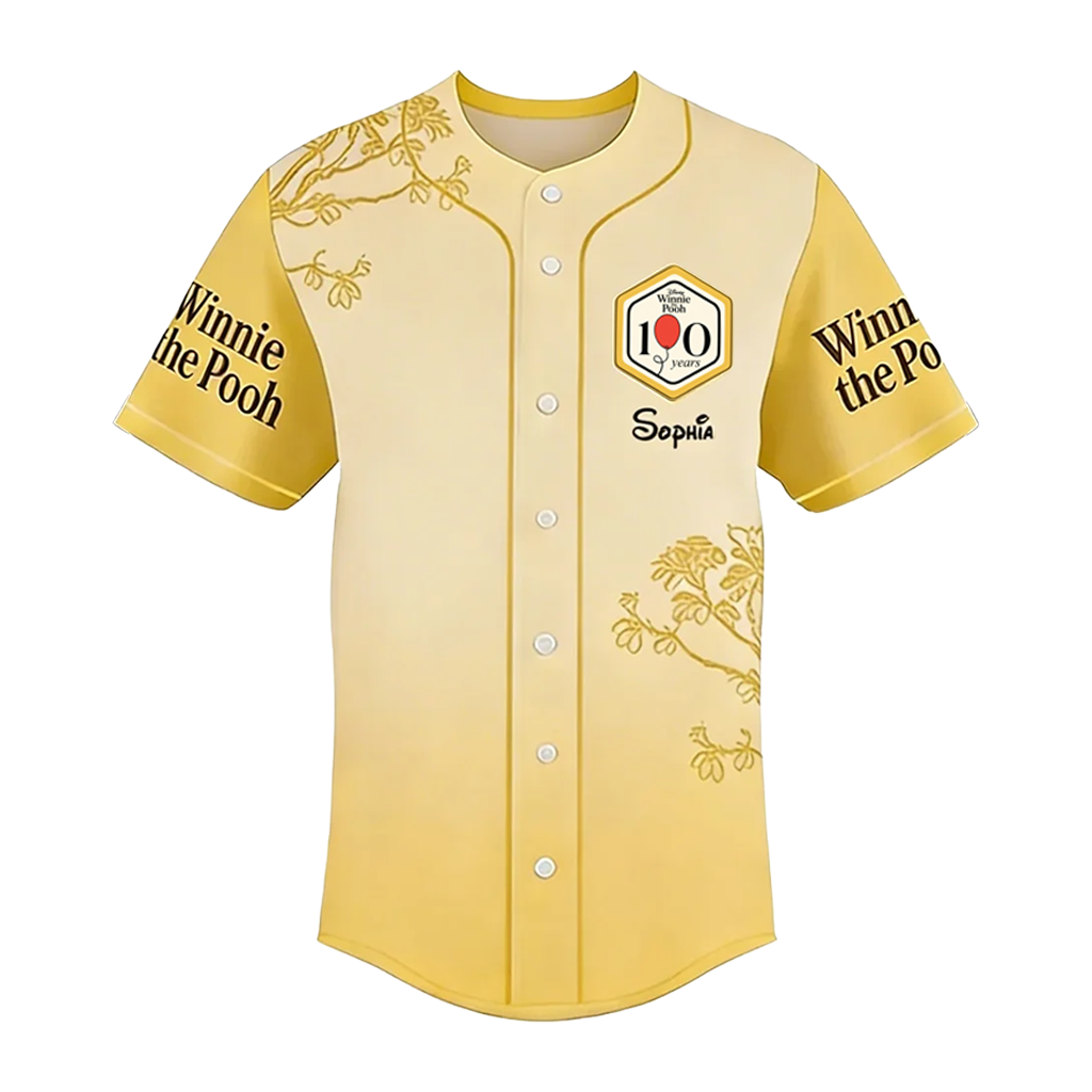 Personalized Winnie the Pooh 100th Anniversary Baseball Jersey Gift for Movie Fans