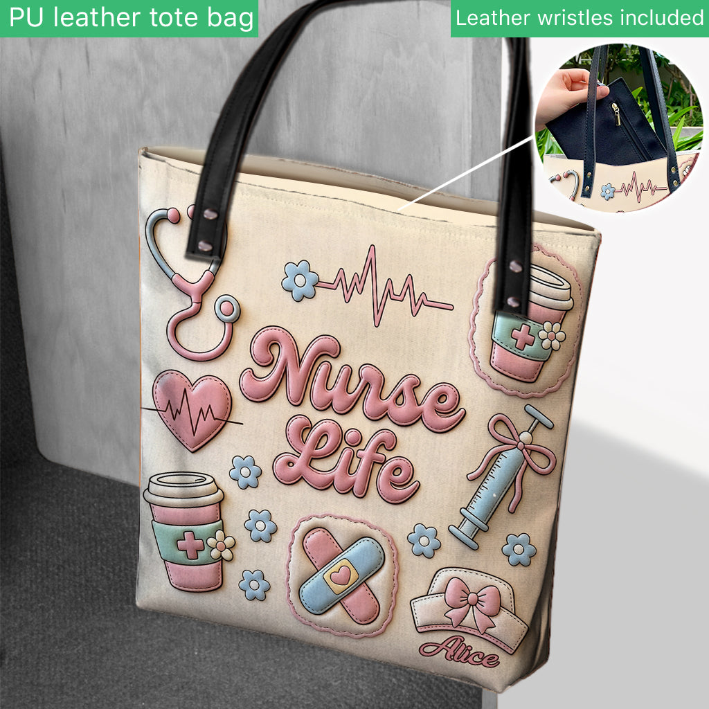 Personalized Nurse Life Tote Bag Custom Name Gift for Nurse