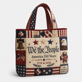 Quilted Tote Bag with Patriotic Quotes for Independence Day Gift
