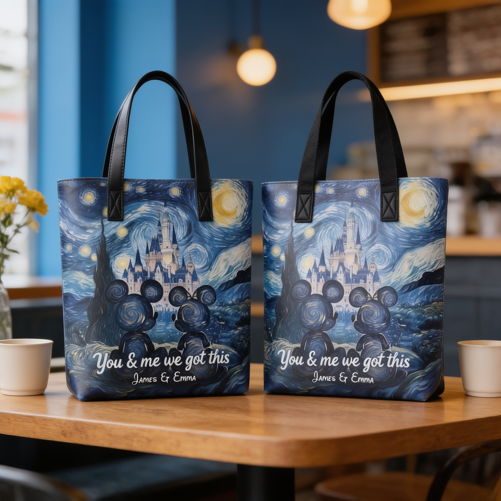 Personalized Couple Tote Bag Custom Name Gift Idea
