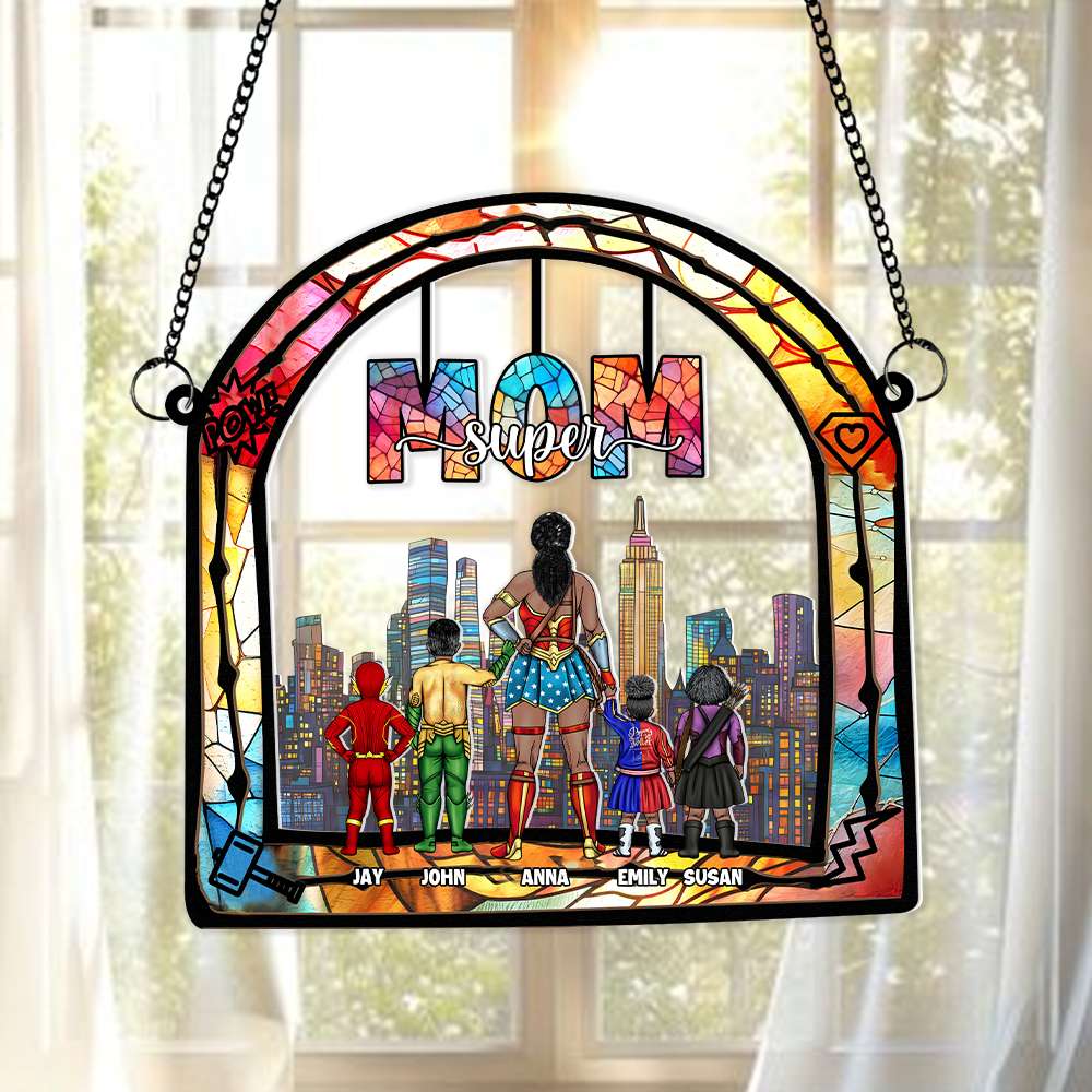 Personalized Supermom Suncatcher Gift for Mom Home Decor
