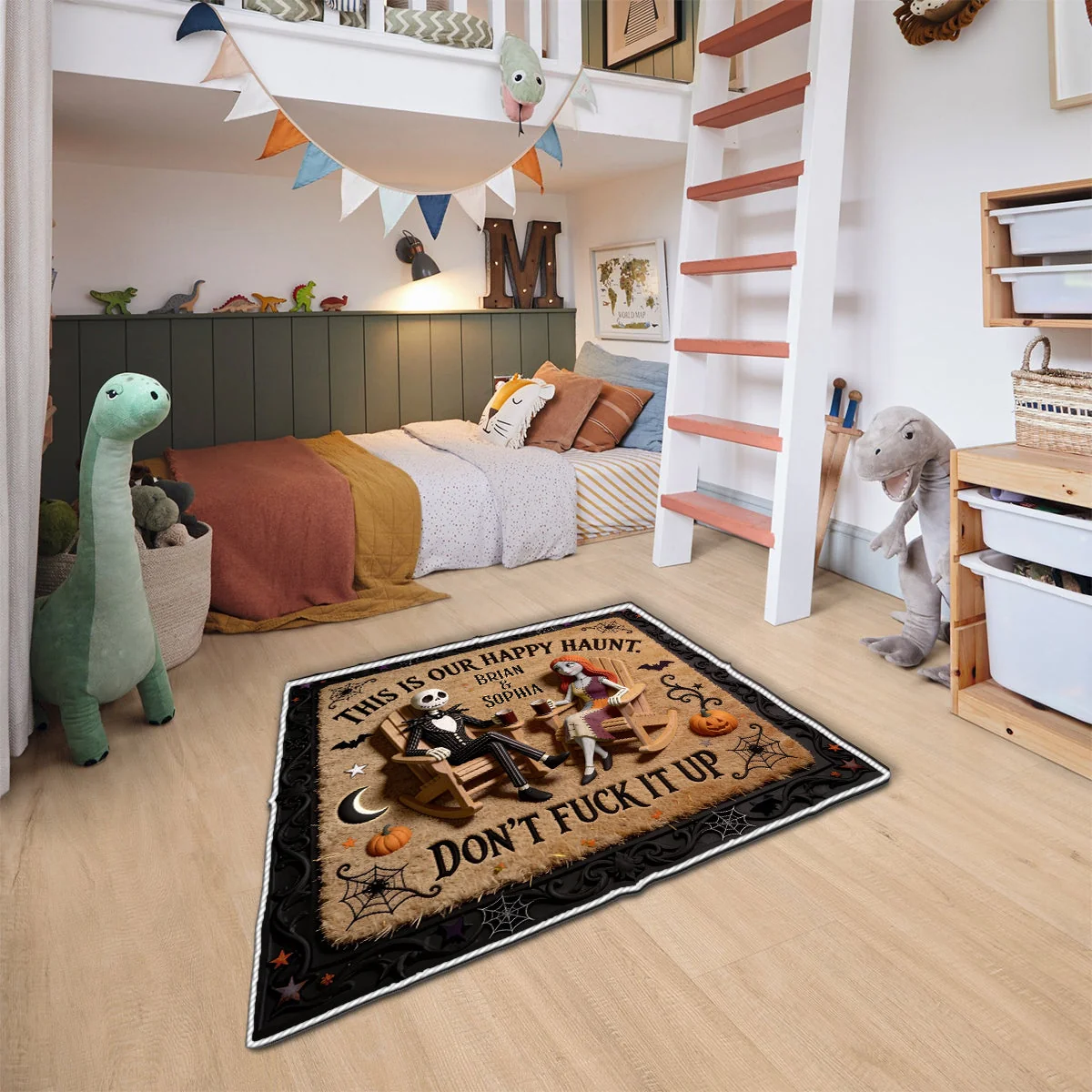 Personalized Halloween Tufted Rug Custom Name Couple Gift Tufted Rug GradoCreations