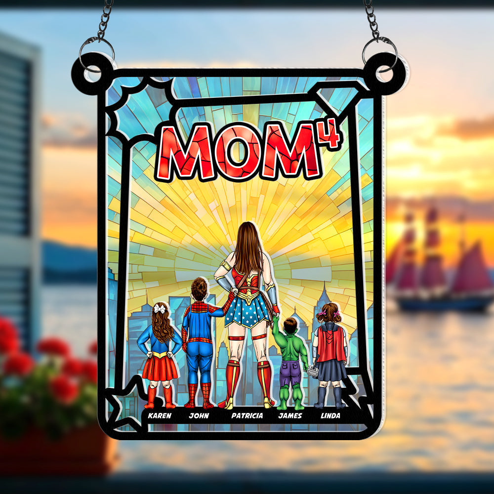 Personalized Suncatcher Supermom & Little Heroes for Mom