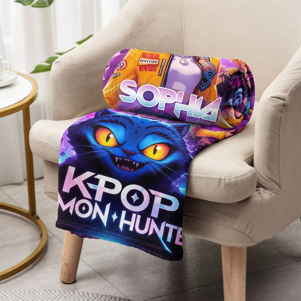 Personalized KPOP Demon Hunter Blanket Custom Name Gift for Daughter Blanket GradoCreations