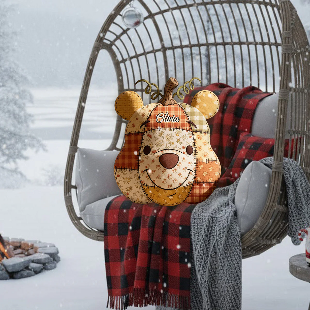 Personalized Honey Bear Shape Pillow Custom Name Gift for Fall