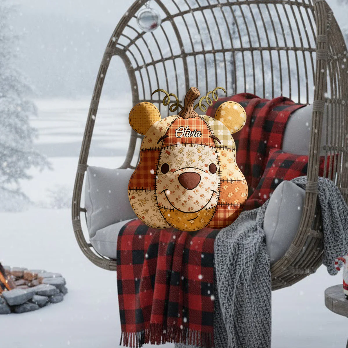 Personalized Honey Bear Shape Pillow Custom Name Gift for Fall
