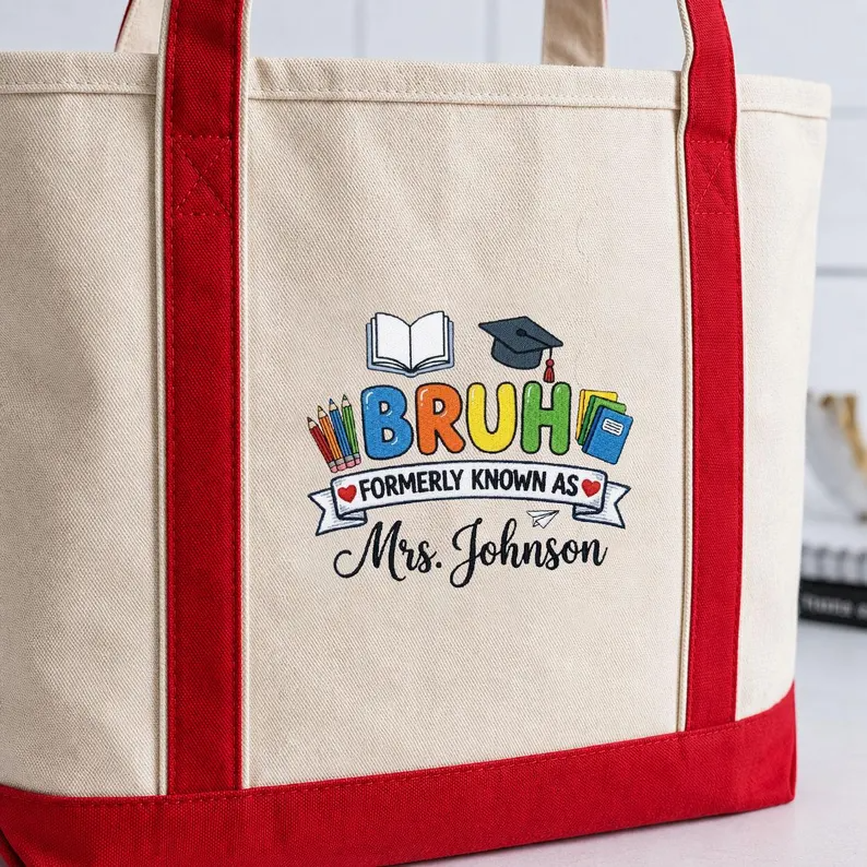 Personalized Embroidery Tote Bag Custom Name Gift for Teacher