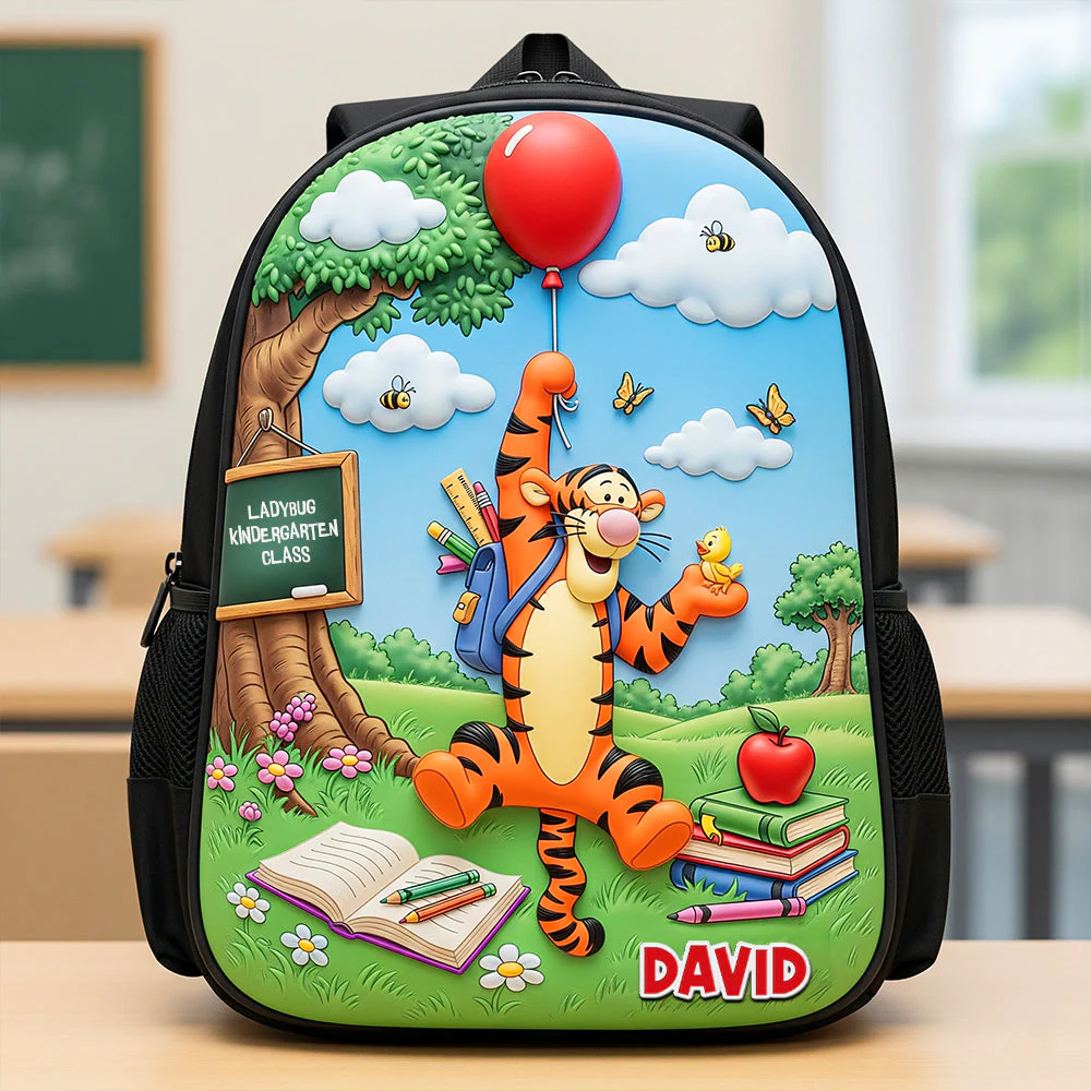 Personalized Cartoon Bear Backpack Set with Lunch Bag & Pencil Case - Unique Back to School Gift School Backpack GradoCreations