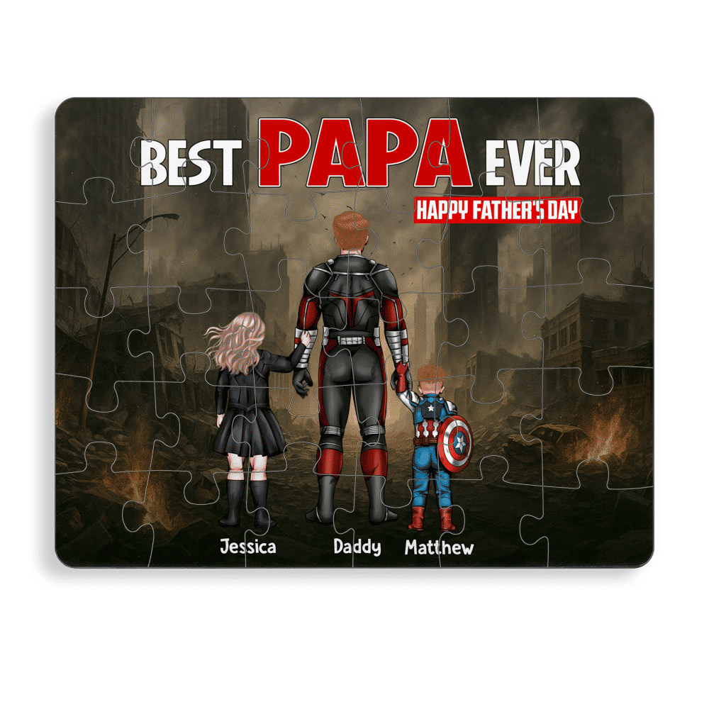 Personalized Best Dad Ever Puzzle Custom Family Picture Gift for Dad