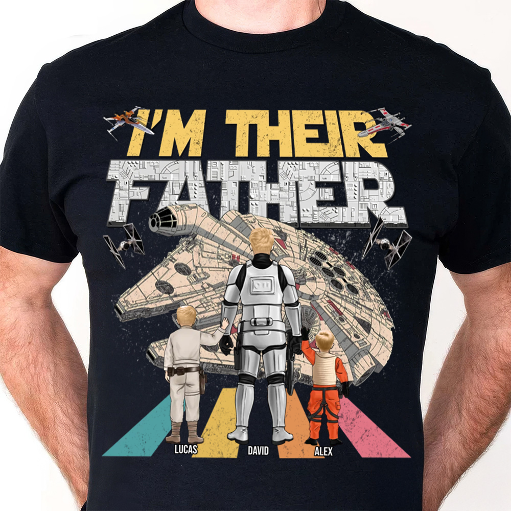 Personalized Cotton Shirt with Spaceship Design for Dad