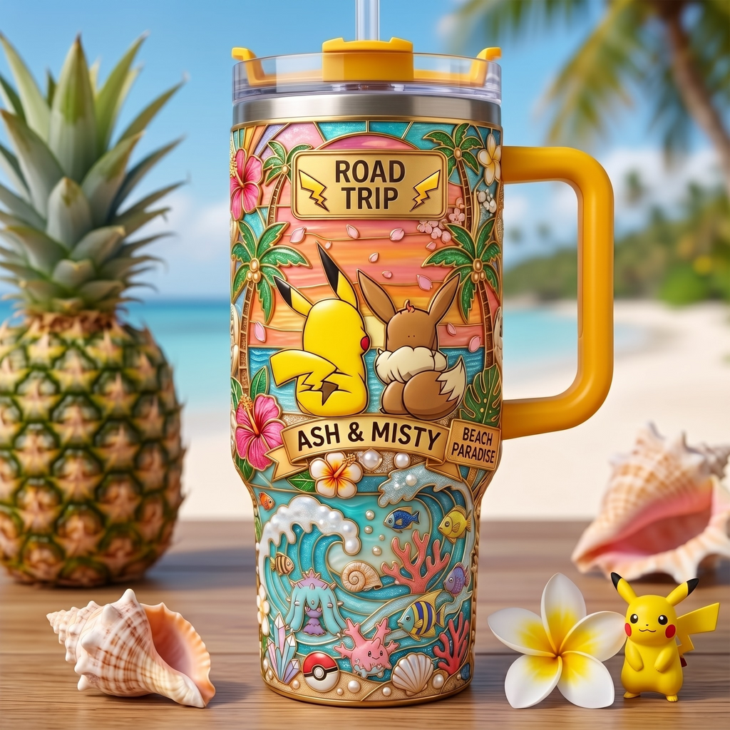 Personalized Pocket Monsters Tumbler for Couples - Summer Road Trip Gift